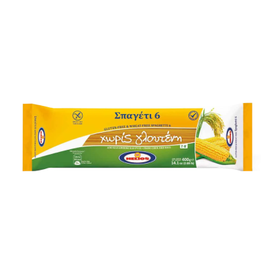 ήλιος σπαγγέτι νούμερο 6 από καλαμπόκι και ρύζι χωρίς γλουτένη 400 γραμμάρια