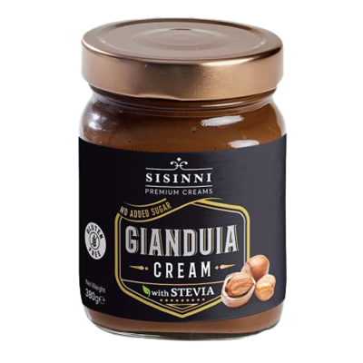 sissini κρέμα gianduja χωρίς γλουτένη χωρίς ζάχαρη και χωρίς φοινικέλαιο 380 γραμμάρια