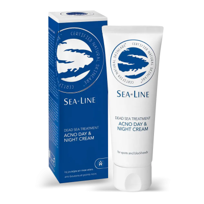 sea line κρέμα προσώπου για ακμή και μαύρα στίγματα με άλατα της νεκράς θάλασσας vegan 75 ml