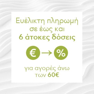 ευέλικτη πληρωμή σε έως και 6 άτοκες δόσεις για αγορές άνω των 60 ευρώ
