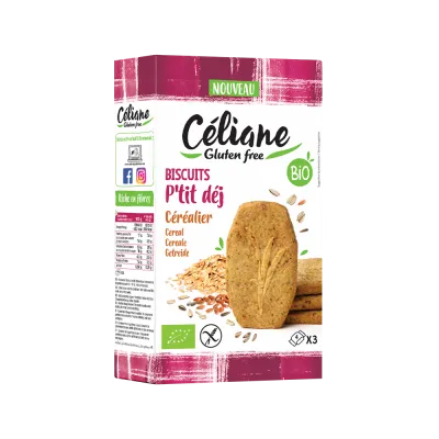 celiane μπισκότα πρωινού με δημητριακά βιολογικά και χωρίς γλουτένη 3 πακέτα από 4 τεμάχια 140 γραμμάρια