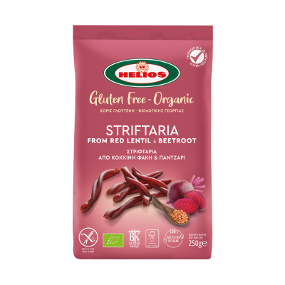 ήλιος στριφτάρια από κόκκινη φακή και παντζάρι βιολογικά και χωρίς γλουτένη 250 γραμμάρια