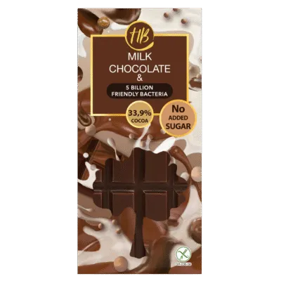 healthy bites σοκολάτα γάλακτος με προβιοτικά χωρίς γλουτένη και χωρίς ζάχαρη 100 γραμμάρια